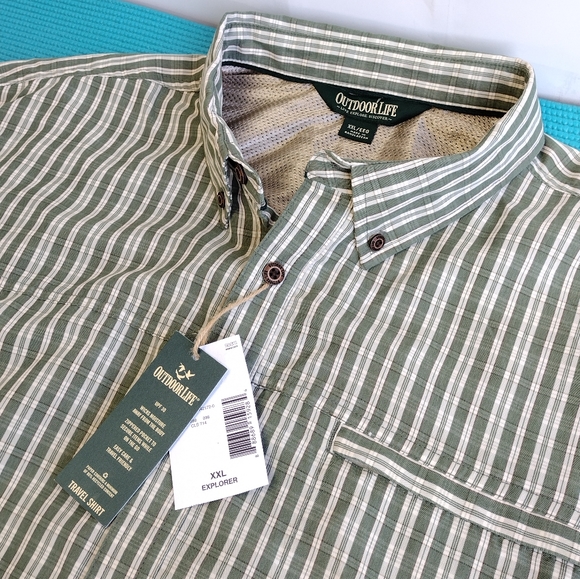 Outdoor Life Explorer Mens Button Up Striped/Plaid Shirt UPF 30 XXL - Picture 9 of 9